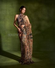 Captivating Actress Diana Penty in a Floral Organza Saree with Sequin Border Photos 03