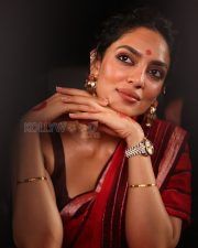 Captivating Actress Sobhita Dhulipala in a Crimson Striped Sheer Saree and Dark Brown Sleeveless Blouse Photos 01 Captivating Actress Sobhita Dhulipala in a Crimson Striped Sheer Saree and Dark Brown Sleeveless Blouse Photos 01