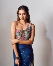Chocolate Girl Neha Shetty in an Embroidered One Shoulder Bustier Top and a Royal Blue Maxi Skirt Pictures 01