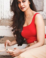Classy Aishwarya Arjun in Red Photoshoot Pictures 01
