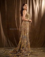 Classy Pragya Jaiswal in a Sleeveless Metallic Gold Embellished Long Dress Pictures 06