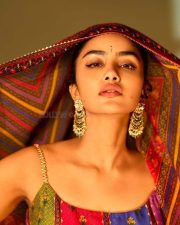 Colorful Anupama Parameswaran in a Three Piece Printed Gharara Set with a Sleeveless Fitted Bustier and Flared Pants Photos 02 Colorful Anupama Parameswaran in a Three Piece Printed Gharara Set with a Sleeveless Fitted Bustier and Flared Pants Photos 02