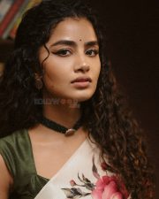 Cute Anupama Parameswaran in a Floral Rose Printed Saree and Sleeveless Blouse Pictures 07