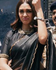Dacoit Actress Mrunal Thakur in a Black Embroidered Saree Photos 02