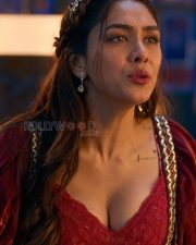 Dacoit Actress Mrunal Thakur in a Crimson Velvet Brocade Period Gown Photos 05 Dacoit Actress Mrunal Thakur in a Crimson Velvet Brocade Period Gown Photos 05