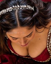 Dacoit Mrunal Thakur Cleavage in a Crimson Velvet Brocade Period Gown Photos 10 Dacoit Mrunal Thakur Cleavage in a Crimson Velvet Brocade Period Gown Photos 10