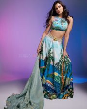 Dazzling Actress Daisy Shah in a Tropical Print Embroidered Lehenga Photos 04