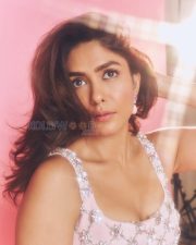 Dazzling Actress Mrunal Thakur in a Pink Crystal Embellished Mini Dress Photos 05