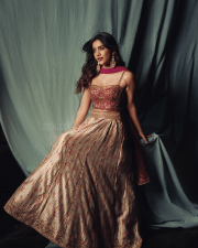 Dazzling Actress Nabha Natesh in a Magenta Embroidered Lehenga Photos 07