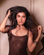 Dazzling Actress Sanjana Sarathy in a Dark brown sequin column gown Photos 05