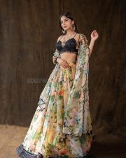 Dazzling Kashmira Pardeshi in a Yellow Printed Lehenga Set Photoshoot Pictures 05