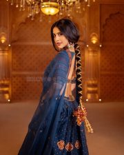 Dazzling Nabha Natesh in a Royal Blue Embroidered Lehenga Photos 07