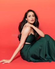 Dazzling Pragya Jaiswal in a Green Strapless Corset Dress Photos 02