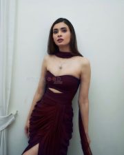 Do You Wanna Partner Actress Diana Penty in a Deep Burgundy Strapless Evening Gown Photos 04