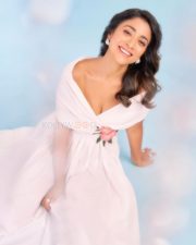 Drishyam 3 Actress Shriya Saran in an Ivory Toned Midi Dress Photos 03
