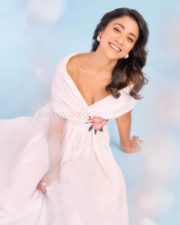 Drishyam 3 Actress Shriya Saran in an Ivory Toned Midi Dress Photos 03