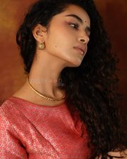 Elegant Actress Anupama Parameswaran in a Pink Brocade Silk Blouse Photos 05