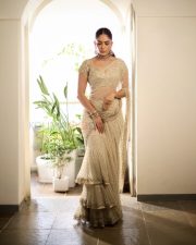 Elegant Actress Mrunal Thakur in a Ivory Embellished Ruffle Saree Photos 05 Elegant Actress Mrunal Thakur in a Ivory Embellished Ruffle Saree Photos 05