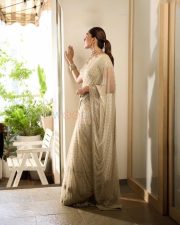 Elegant Actress Mrunal Thakur in a Ivory Embellished Ruffle Saree Photos 07 Elegant Actress Mrunal Thakur in a Ivory Embellished Ruffle Saree Photos 07