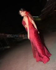 Elegant Actress Rashi Singh in a Deep Red Embroidered Beaded Saree Photos 08