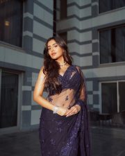 Elegant Actress Rashi Singh in a Navy Blue Sheer Saree Photos 02 Elegant Actress Rashi Singh in a Navy Blue Sheer Saree Photos 02