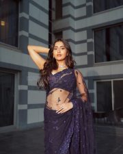 Elegant Actress Rashi Singh in a Navy Blue Sheer Saree Photos 03 Elegant Actress Rashi Singh in a Navy Blue Sheer Saree Photos 03