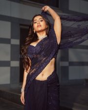 Elegant Actress Rashi Singh in a Navy Blue Sheer Saree Photos 05 Elegant Actress Rashi Singh in a Navy Blue Sheer Saree Photos 05