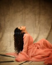 Elegant Beauty Anupama Parameswaran in a Peach Sharara Photos 02