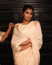 Elegant Heroine Anupama Parameswaran in a Cream Handover Floral Embroidered Saree Photos 04 Elegant Heroine Anupama Parameswaran in a Cream Handover Floral Embroidered Saree Photos 04