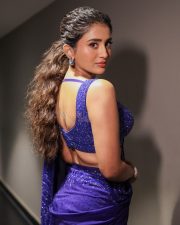 Elegant Rashi Singh in a Royal Blue Saree with a Sleeveless Deep Neck Blouse Photos 10