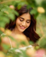 Elegant Tollywood Actress Nabha Natesh in a White Mini Dress Photos 02