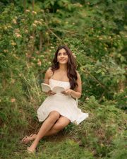 Elegant Tollywood Actress Nabha Natesh in a White Mini Dress Photos 04