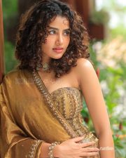 Enchanting Actress Anupama Parameswaran in a Golden Embroidered Silk Lehenga Choli Photos 01 Enchanting Actress Anupama Parameswaran in a Golden Embroidered Silk Lehenga Choli Photos 01