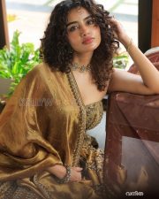 Enchanting Actress Anupama Parameswaran in a Golden Embroidered Silk Lehenga Choli Photos 05 Enchanting Actress Anupama Parameswaran in a Golden Embroidered Silk Lehenga Choli Photos 05