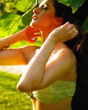 Enchanting Pragya Jaiswal in a Soft Green Strapless Bandeau Top with a Matching Draped Maxi Skirt Photos 04