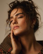 Enigmatic Actress Kavya Thapar in a Brown Plaid Oversized Coat Photos 03