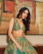 Gangs of Godavari Actress Neha Shetty in a Green Low Neck Top Lehenga Photos 03