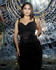 Glam Mrunal Thakur in a Black Shimmering Maxi Dress Photoshoot Pictures 04