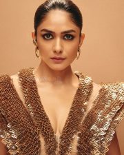 Glam Mrunal Thakur in a Golden Metallic TOp with a Black Thigh Slit Gown Photos 04 Glam Mrunal Thakur in a Golden Metallic TOp with a Black Thigh Slit Gown Photos 04