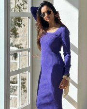 Glam Shanvi Srivastava in a Purple Midi Dress Photos 02