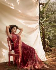 Glamorous Actress Anupama Parameswaran in a Red Floral Printed Saree Photos 05 Glamorous Actress Anupama Parameswaran in a Red Floral Printed Saree Photos 05