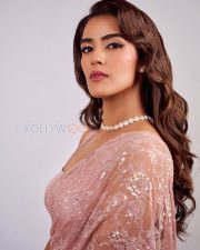 Glamorous Actress Kavya Thapar in a Pink Lace Sequin Saree Photos 01