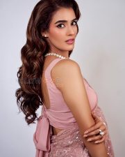 Glamorous Actress Kavya Thapar in a Pink Lace Sequin Saree Photos 08
