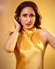 Glamorous Pragya Jaiswal in a Golden Backless Thigh Slit Dress Pictures 03