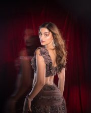 Glamorous Saiee Manjrekar in a Brown Lehenga Choli Photos 02