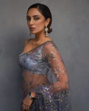 Glamorous Sobhita Dhulipala Cleavage in a blue sequin saree Photos 01