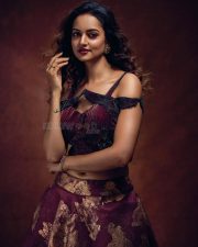 Glowing Beauty Shanvi Srivastava in a Floral Maroon Lehenga Photos 01 Glowing Beauty Shanvi Srivastava in a Floral Maroon Lehenga Photos 01