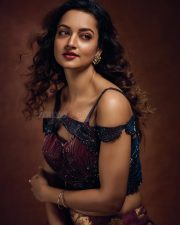 Glowing Beauty Shanvi Srivastava in a Floral Maroon Lehenga Photos 03 Glowing Beauty Shanvi Srivastava in a Floral Maroon Lehenga Photos 03