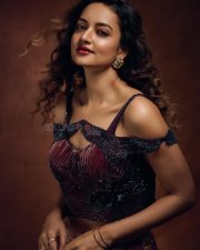 Glowing Beauty Shanvi Srivastava in a Floral Maroon Lehenga Photos 04 Glowing Beauty Shanvi Srivastava in a Floral Maroon Lehenga Photos 04