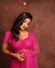 Gorgeous Ananya Nagalla in a Transparent Pink Saree with Matching Blouse Pictures 02